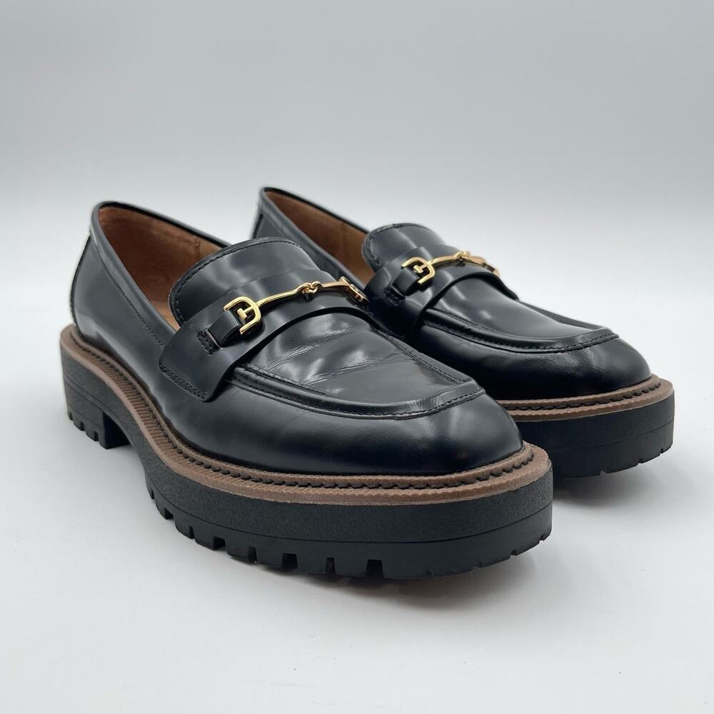 Sam Edelman Black Loafers with Gold Buckle